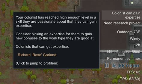 rimworld colonist can gain expertise.